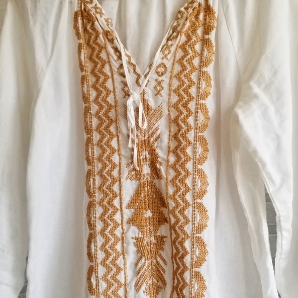 Johnny Was Los Angeles Linen Top Size Medium